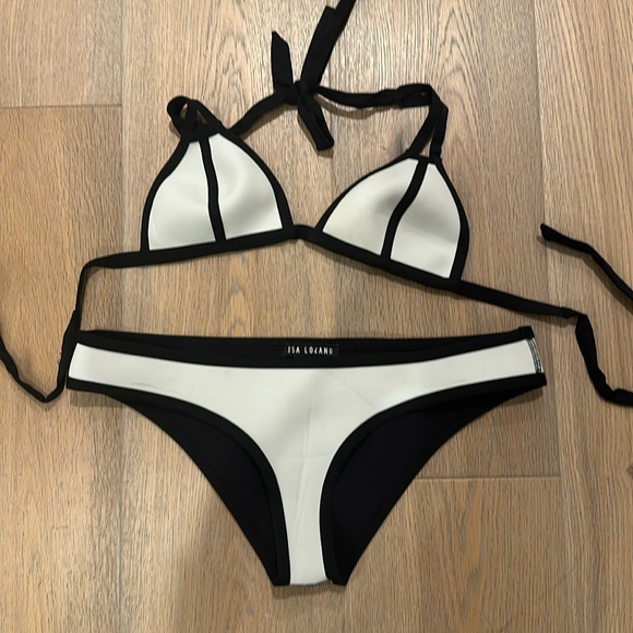 Swim Lisa Lozano White And Black Neoprene Bikini Purchased From